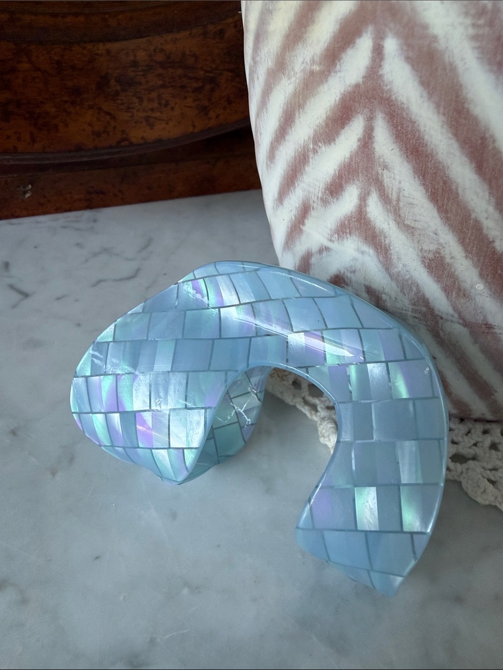 Free People Hair Clip Blue Iridescent Mosaic